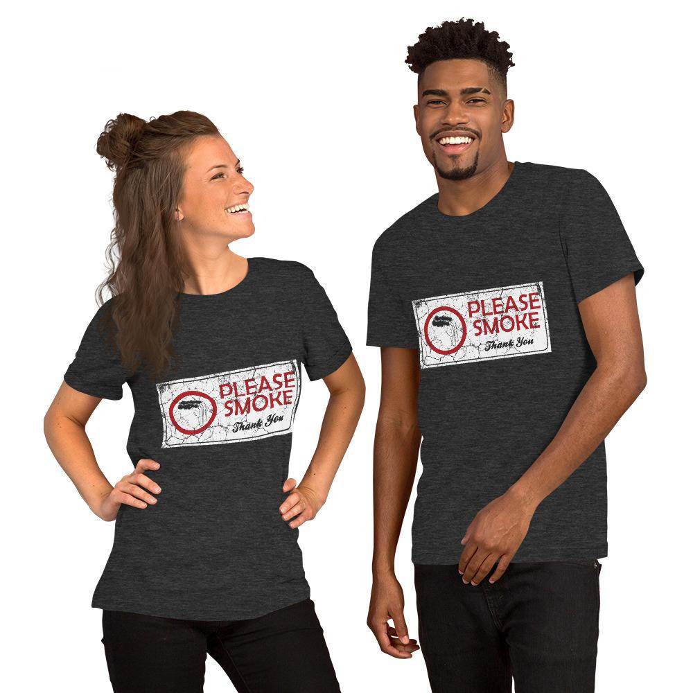Please Smoke (distressed) - Short-Sleeve Unisex T-Shirt - EdgyHaute