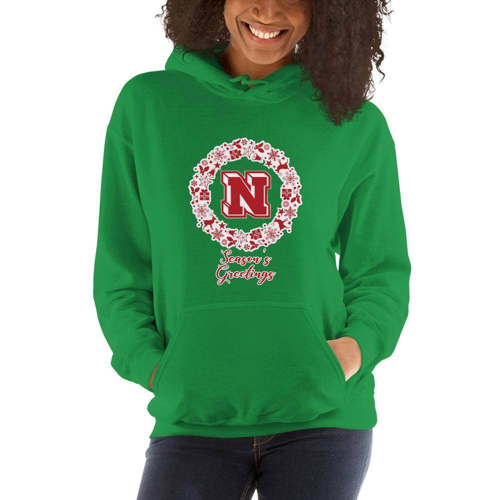 Terre Haute North HS Patriots - Season's Greetings wreath (red/white) - Unisex Hoodie - EdgyHaute