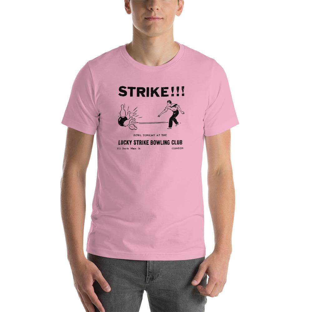 Lucky Strike Bowling Alley - Design 2 (black) - Clinton Indiana - Short-Sleeve Unisex T-Shirt - EdgyHaute