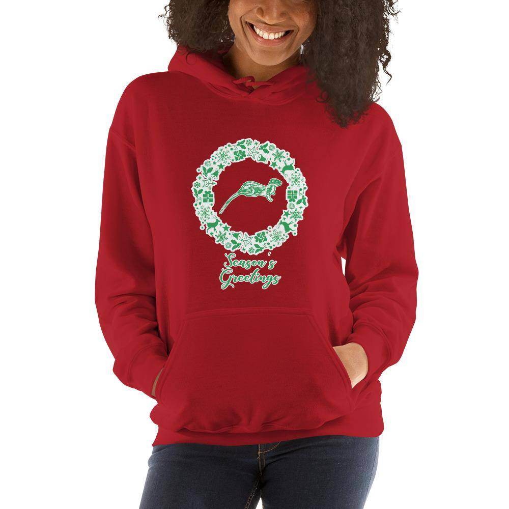 Otter Creek MS Otters - Season's Greetings wreath (green/white) - Unisex Hoodie - EdgyHaute