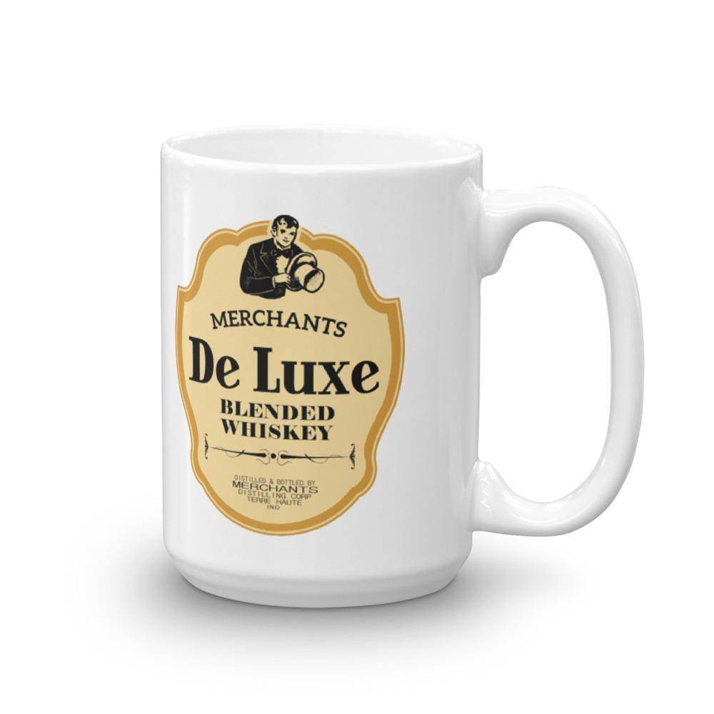 Deluxe Bourbon Whiskey / Merchants Distilling (design 4) - Terre Haute Indiana - Coffee Mug - EdgyHaute