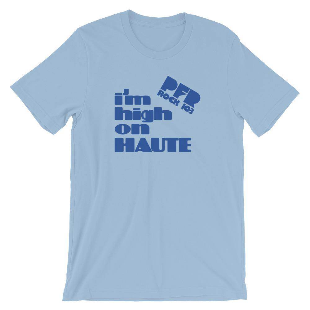 WPFR 103 - High on Haute (blue) - Terre Haute Indiana - Short-Sleeve Unisex T-Shirt - EdgyHaute