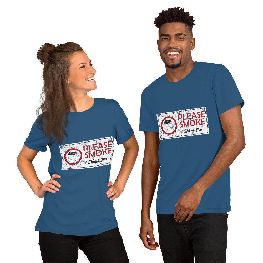 Please Smoke (distressed) - Short-Sleeve Unisex T-Shirt - EdgyHaute