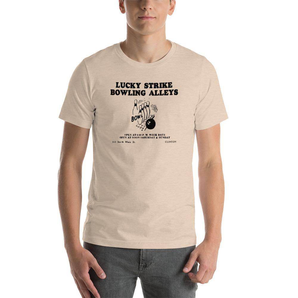 Lucky Strike Bowling Alley - Design 1 (black) - Clinton Indiana - Short-Sleeve Unisex T-Shirt - EdgyHaute
