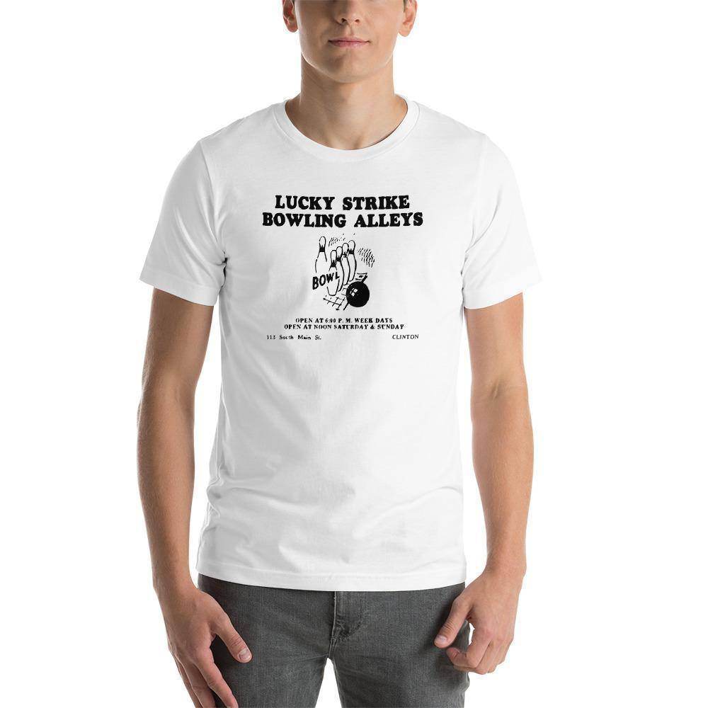 Lucky Strike Bowling Alley - Design 1 (black) - Clinton Indiana - Short-Sleeve Unisex T-Shirt - EdgyHaute
