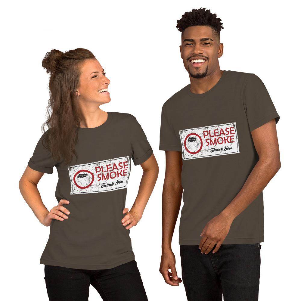 Please Smoke (distressed) - Short-Sleeve Unisex T-Shirt - EdgyHaute