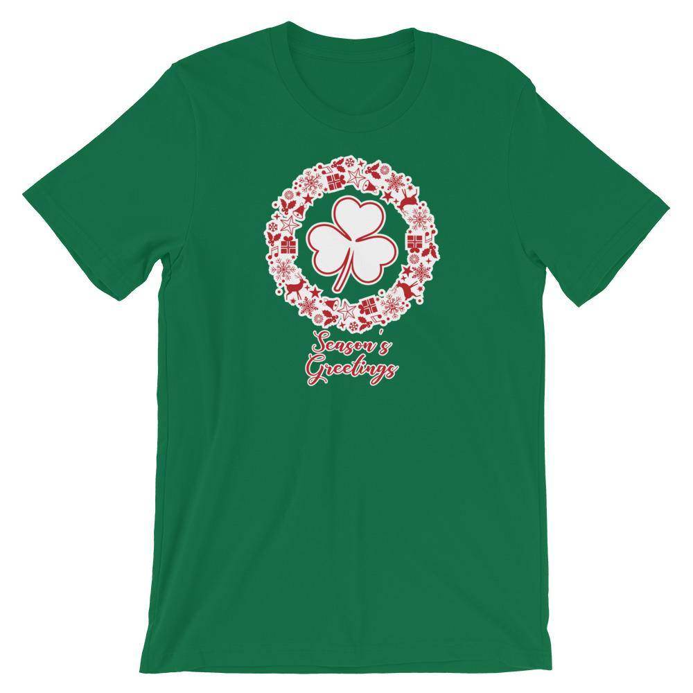 St. Patrick's School Irish - Season's Greetings wreath (red/white) - Short-Sleeve Unisex T-Shirt - EdgyHaute