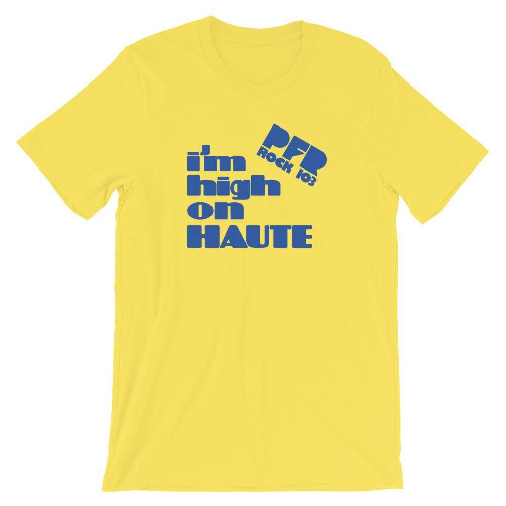WPFR 103 - High on Haute (blue) - Terre Haute Indiana - Short-Sleeve Unisex T-Shirt - EdgyHaute