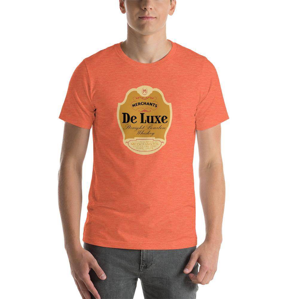 Deluxe Bourbon Whiskey / Merchants Distilling (design 1) - Terre Haute Indiana - Short-Sleeve Unisex T-Shirt - EdgyHaute