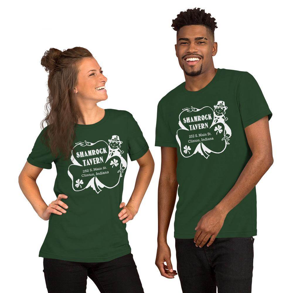 Shamrock Tavern (white) - Clinton Indiana - Short-Sleeve Unisex T-Shirt - EdgyHaute