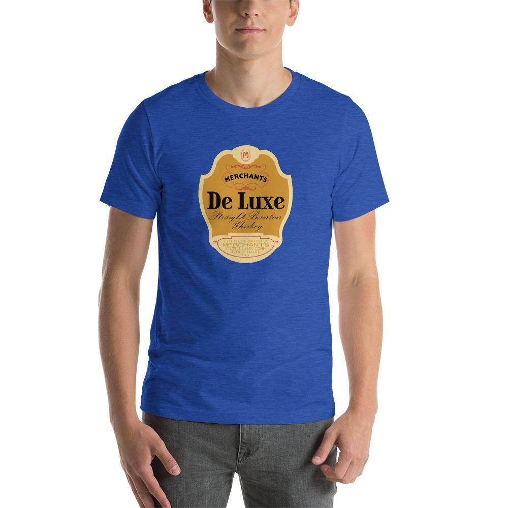 Deluxe Bourbon Whiskey / Merchants Distilling (design 1) - Terre Haute Indiana - Short-Sleeve Unisex T-Shirt - EdgyHaute