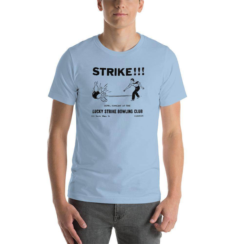 Lucky Strike Bowling Alley - Design 2 (black) - Clinton Indiana - Short-Sleeve Unisex T-Shirt - EdgyHaute