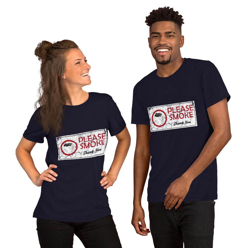 Please Smoke (distressed) - Short-Sleeve Unisex T-Shirt - EdgyHaute