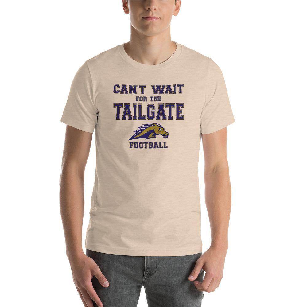 Fountain Central Jr/Sr HS Mustangs - Tailgate (blue/gold) - Short-Sleeve Unisex T-Shirt - EdgyHaute