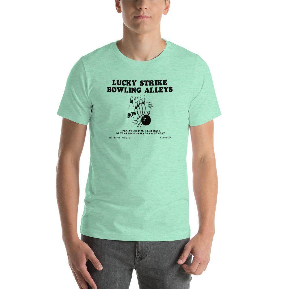 Lucky Strike Bowling Alley - Design 1 (black) - Clinton Indiana - Short-Sleeve Unisex T-Shirt - EdgyHaute