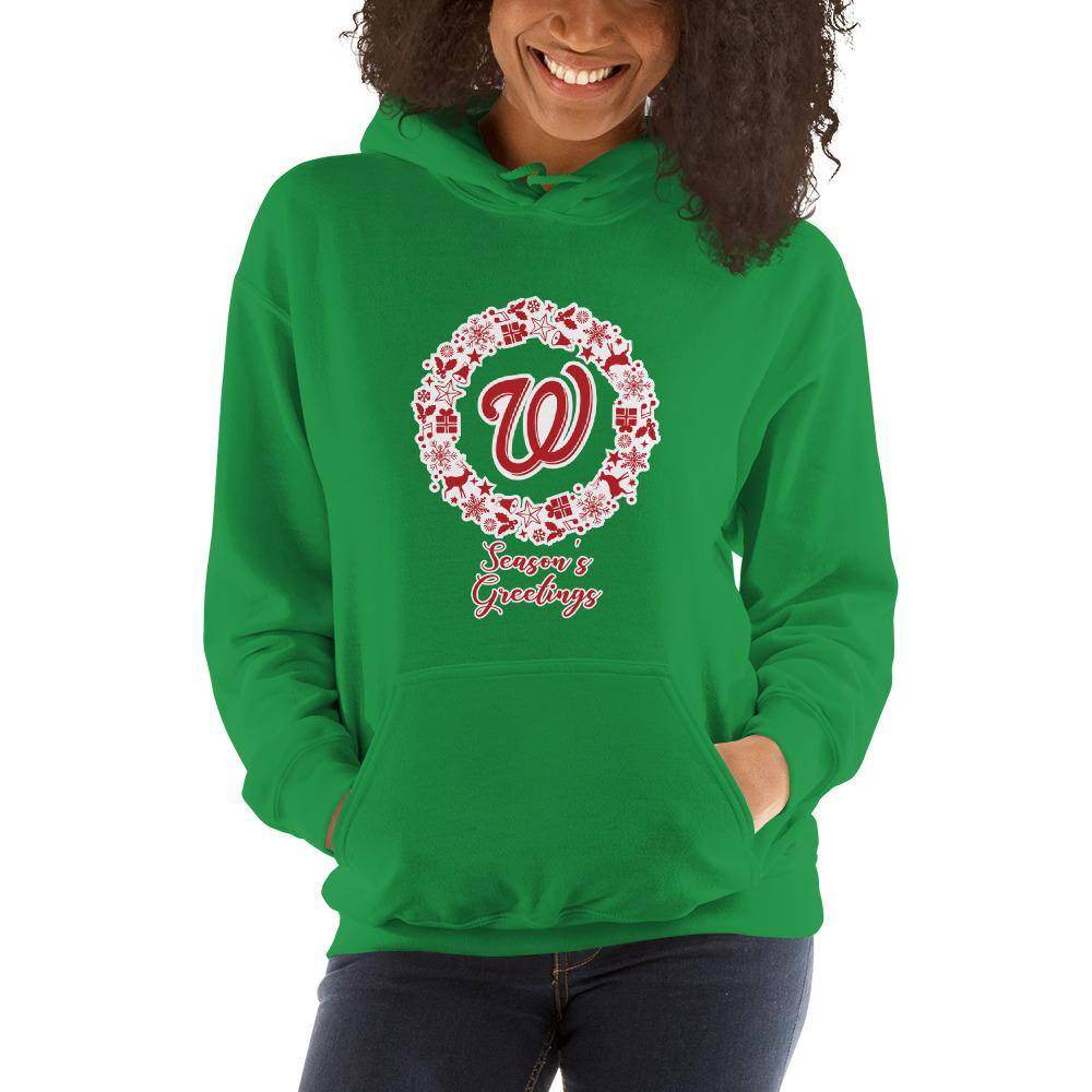 West Vigo HS Vikings - Season's Greetings wreath (red/white) - Unisex Hoodie - EdgyHaute