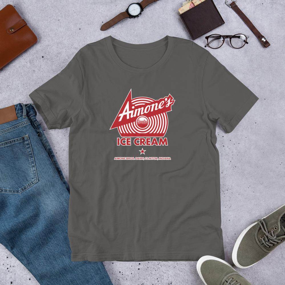 Aimone's Ice Cream (red) - Clinton Indiana - Short-Sleeve Unisex T-Shirt - EdgyHaute