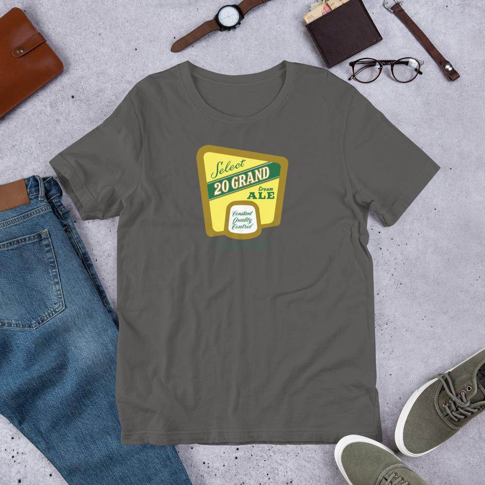 20 Grand Cream Ale (label) - Terre Haute Indiana - Short-Sleeve Unisex T-Shirt - EdgyHaute