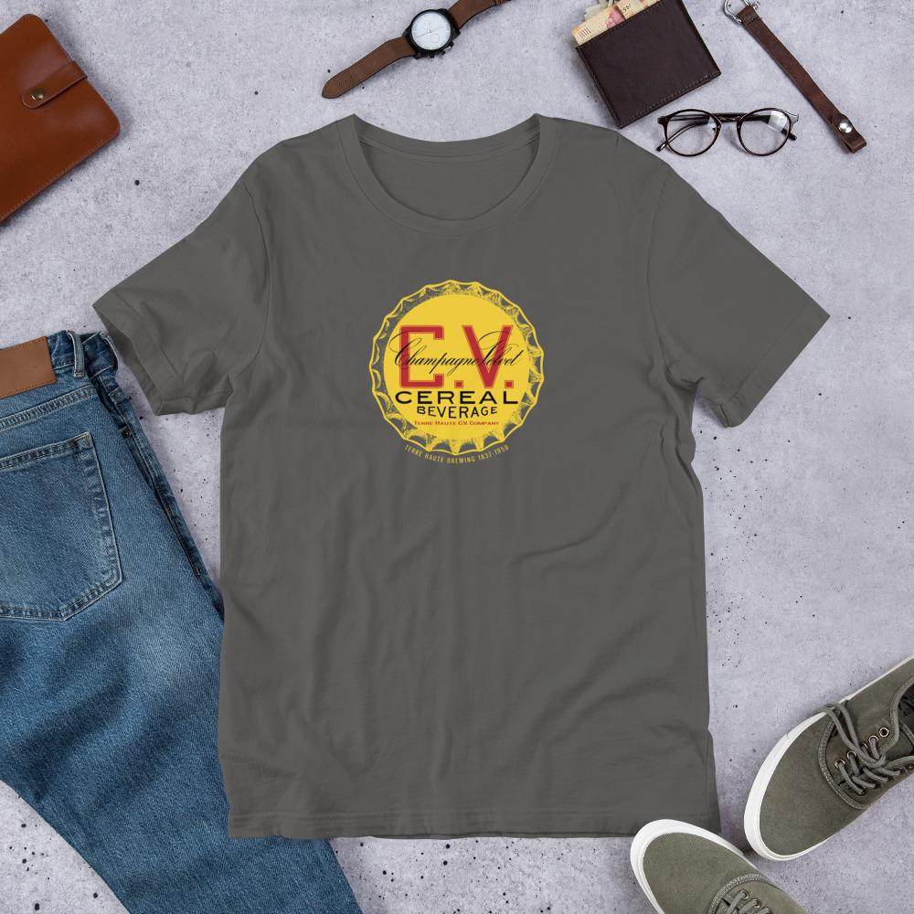Champagne Velvet Cereal Beverage (cap) - Terre Haute Indiana - Short-Sleeve Unisex T-Shirt - EdgyHaute