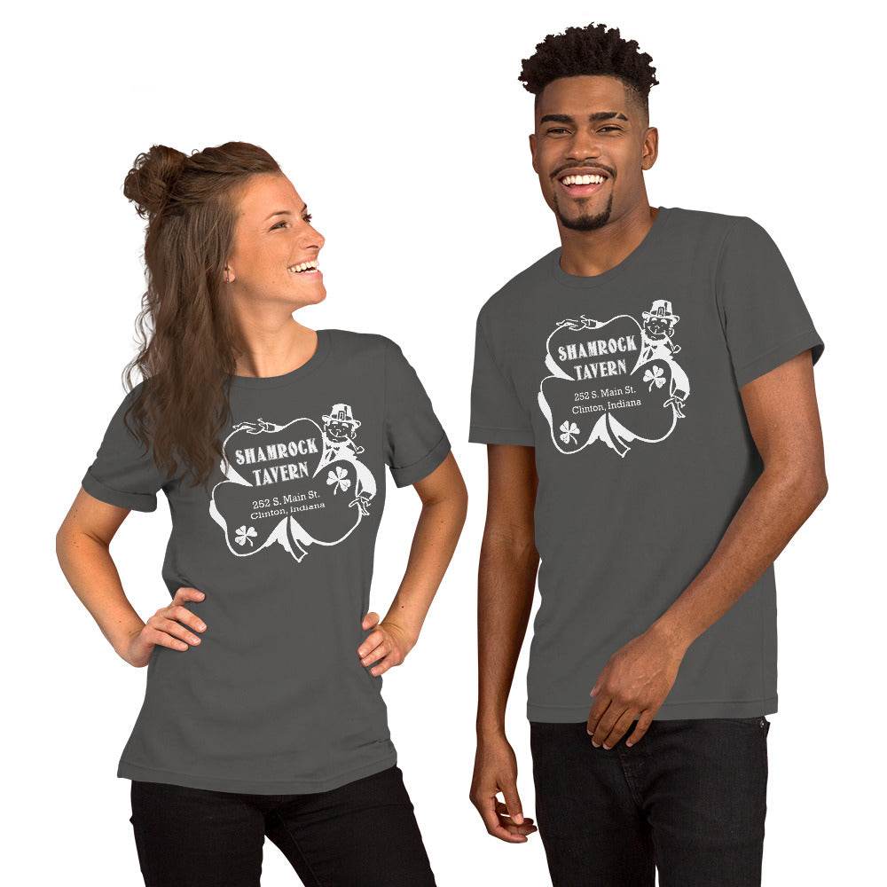 Shamrock Tavern (white) - Clinton Indiana - Short-Sleeve Unisex T-Shirt - EdgyHaute