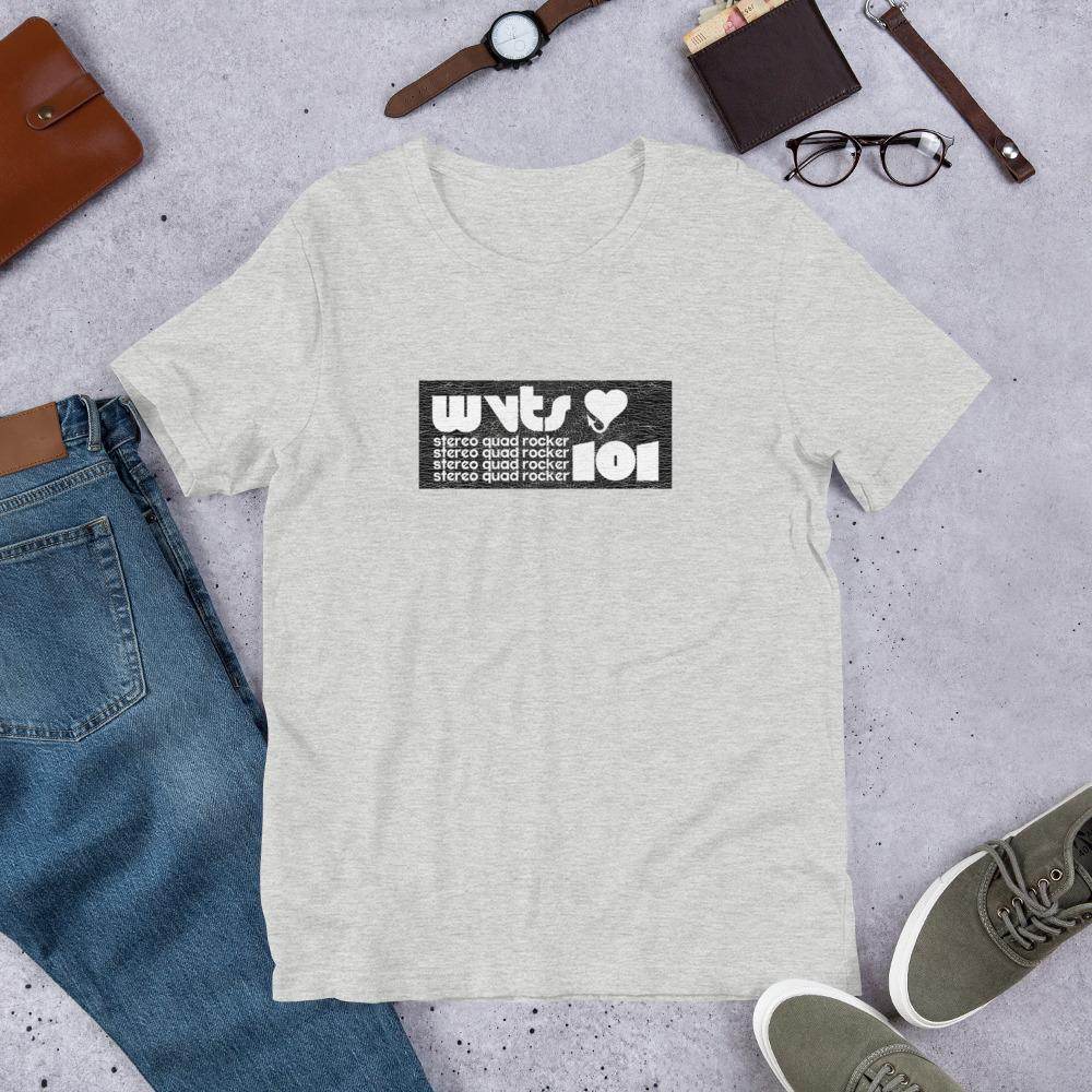 WVTS 101 - Stereo Quad Rocker (distressed) - Terre Haute Indiana - Short-Sleeve Unisex T-Shirt - EdgyHaute