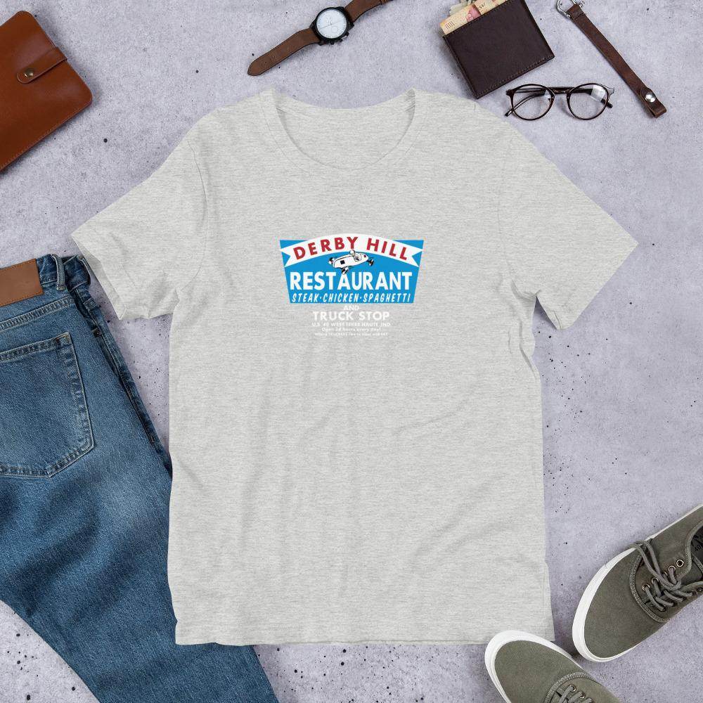 Derby Hill Restaurant and Truck Stop - West Terre Haute Indiana - Short-Sleeve Unisex T-Shirt - EdgyHaute