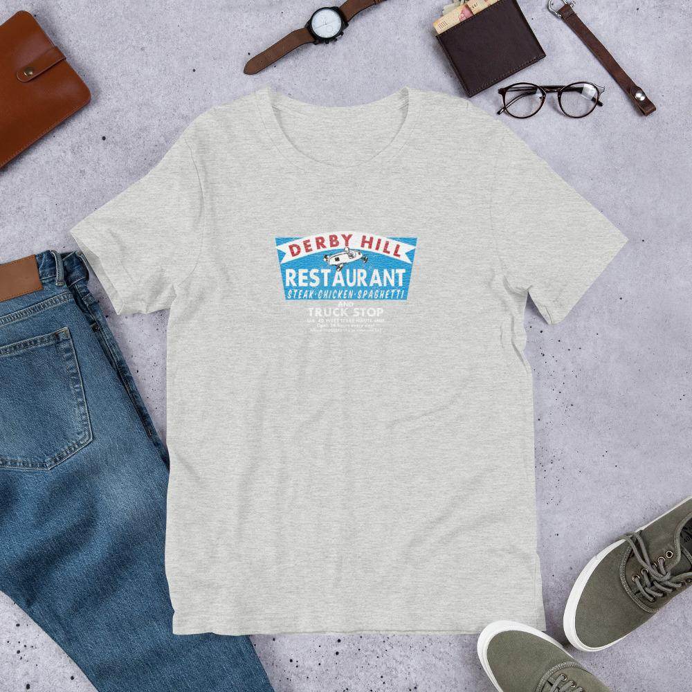 Derby Hill Restaurant and Truck Stop - West Terre Haute Indiana - Short-Sleeve Unisex T-Shirt - EdgyHaute