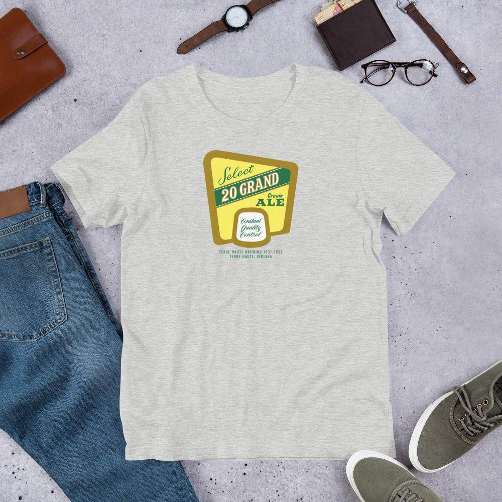20 Grand Cream Ale (label) - Terre Haute Indiana - Short-Sleeve Unisex T-Shirt - EdgyHaute