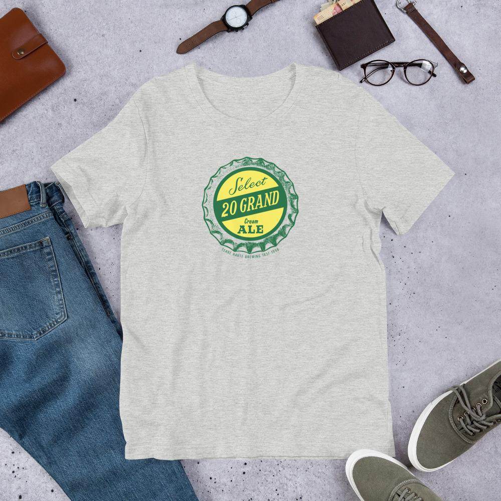 20 Grand Cream Ale (cap) - Terre Haute Indiana - Short-Sleeve Unisex T-Shirt - EdgyHaute