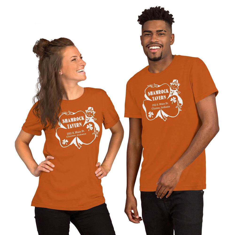 Shamrock Tavern (white) - Clinton Indiana - Short-Sleeve Unisex T-Shirt - EdgyHaute