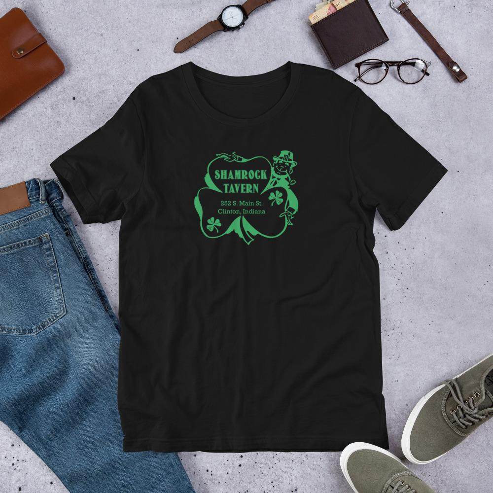 Shamrock Tavern (green) - Clinton Indiana - Short-Sleeve Unisex T-Shirt - EdgyHaute