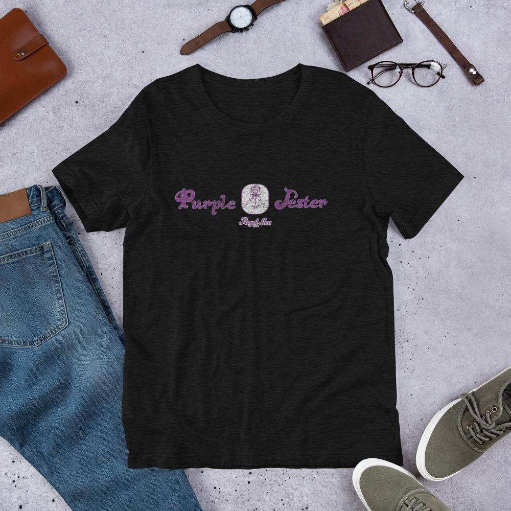 Purple Jester Lounge (distressed) - Terre Haute Indiana - Short-Sleeve Unisex T-Shirt - EdgyHaute