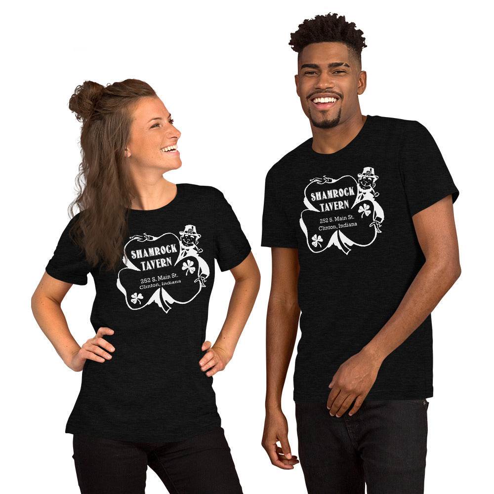 Shamrock Tavern (white) - Clinton Indiana - Short-Sleeve Unisex T-Shirt - EdgyHaute