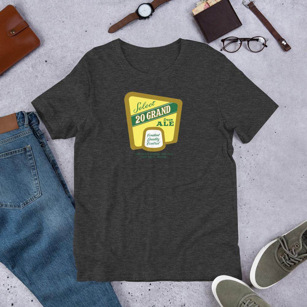 20 Grand Cream Ale (label) - Terre Haute Indiana - Short-Sleeve Unisex T-Shirt - EdgyHaute