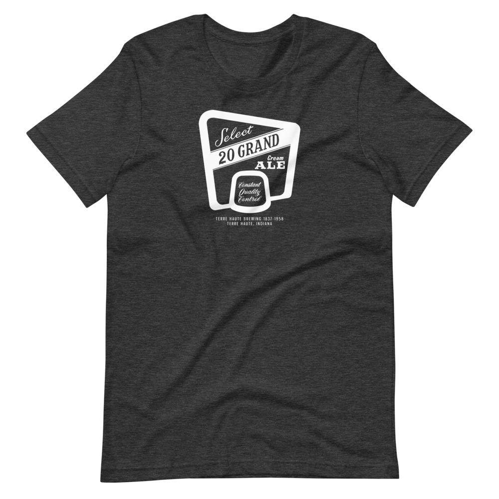 20 Grand Cream Ale (label/white) - Terre Haute Indiana - Short-Sleeve Unisex T-Shirt - EdgyHaute