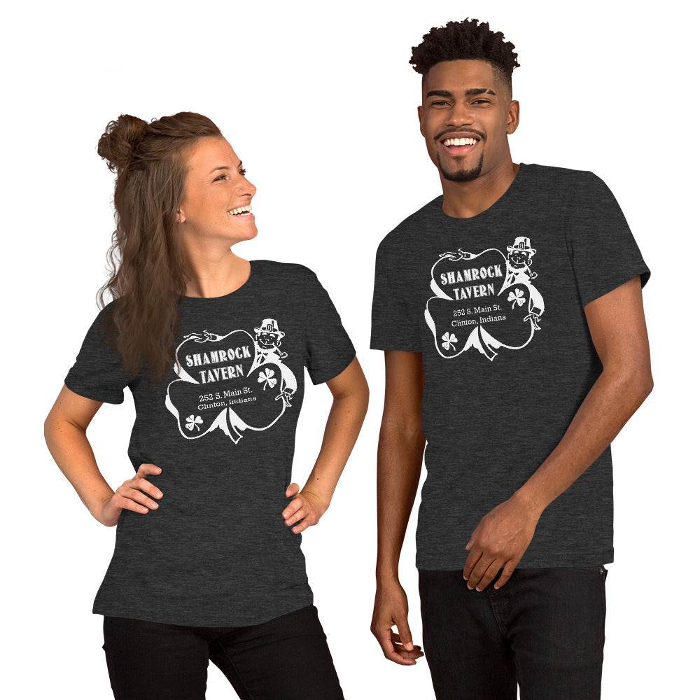 Shamrock Tavern (white) - Clinton Indiana - Short-Sleeve Unisex T-Shirt - EdgyHaute