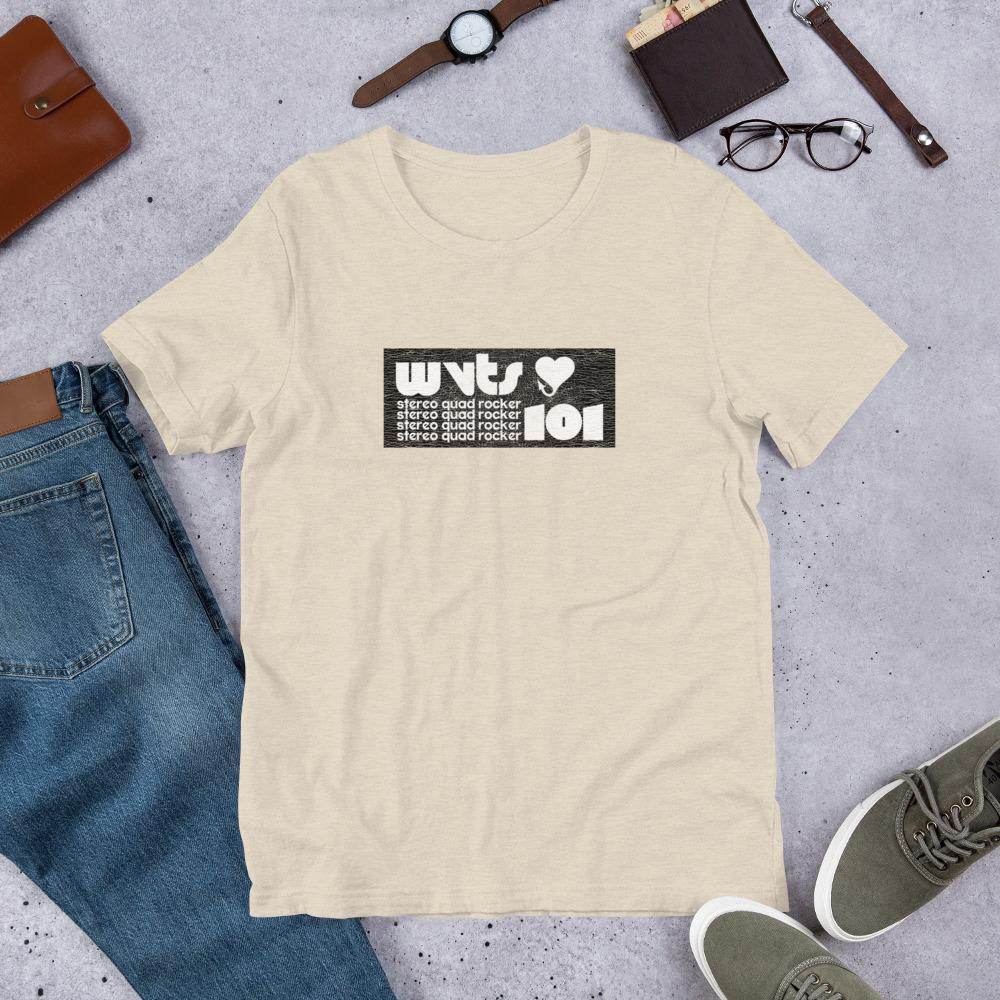 WVTS 101 - Stereo Quad Rocker (distressed) - Terre Haute Indiana - Short-Sleeve Unisex T-Shirt - EdgyHaute