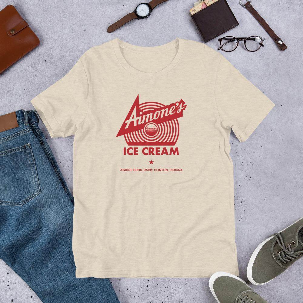 Aimone's Ice Cream (red) - Clinton Indiana - Short-Sleeve Unisex T-Shirt - EdgyHaute