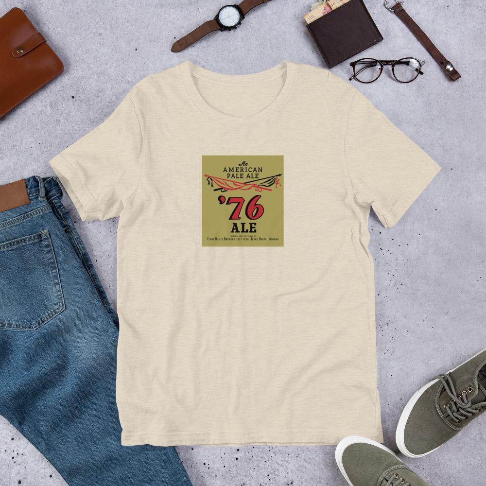 76 Ale (bottle label) - Terre Haute Indiana - Short-Sleeve Unisex T-Shirt - EdgyHaute