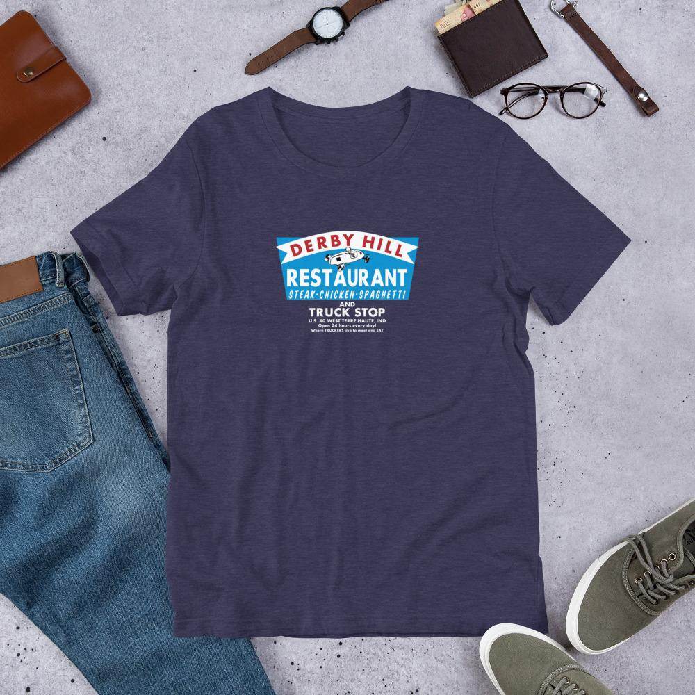 Derby Hill Restaurant and Truck Stop - West Terre Haute Indiana - Short-Sleeve Unisex T-Shirt - EdgyHaute