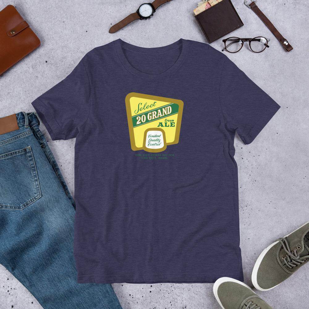 20 Grand Cream Ale (label) - Terre Haute Indiana - Short-Sleeve Unisex T-Shirt - EdgyHaute