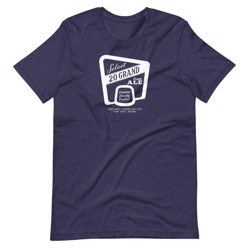 20 Grand Cream Ale (label/white) - Terre Haute Indiana - Short-Sleeve Unisex T-Shirt - EdgyHaute
