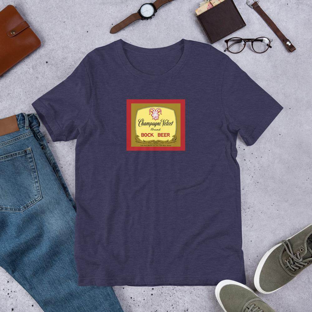 Champagne Velvet Bock Beer (label 1) - Terre Haute Indiana - Short-Sleeve Unisex T-Shirt - EdgyHaute