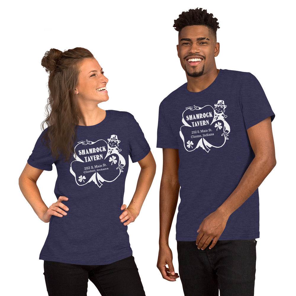 Shamrock Tavern (white) - Clinton Indiana - Short-Sleeve Unisex T-Shirt - EdgyHaute