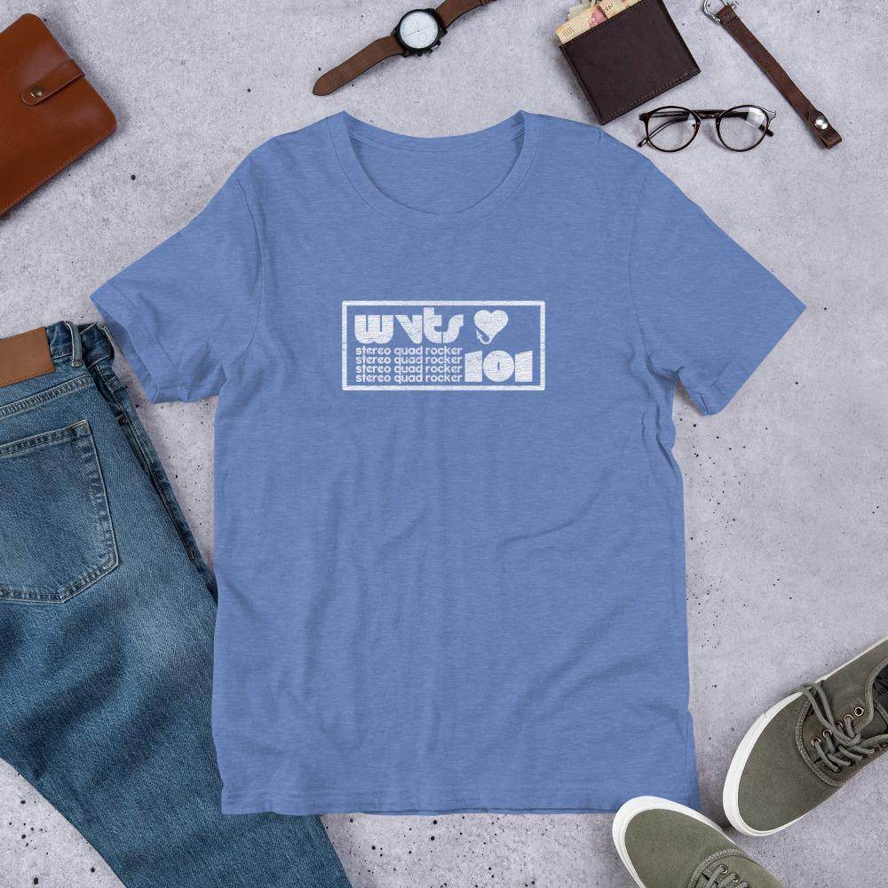 WVTS 101 - Stereo Quad Rocker (distressed) - Terre Haute Indiana - Short-Sleeve Unisex T-Shirt - EdgyHaute