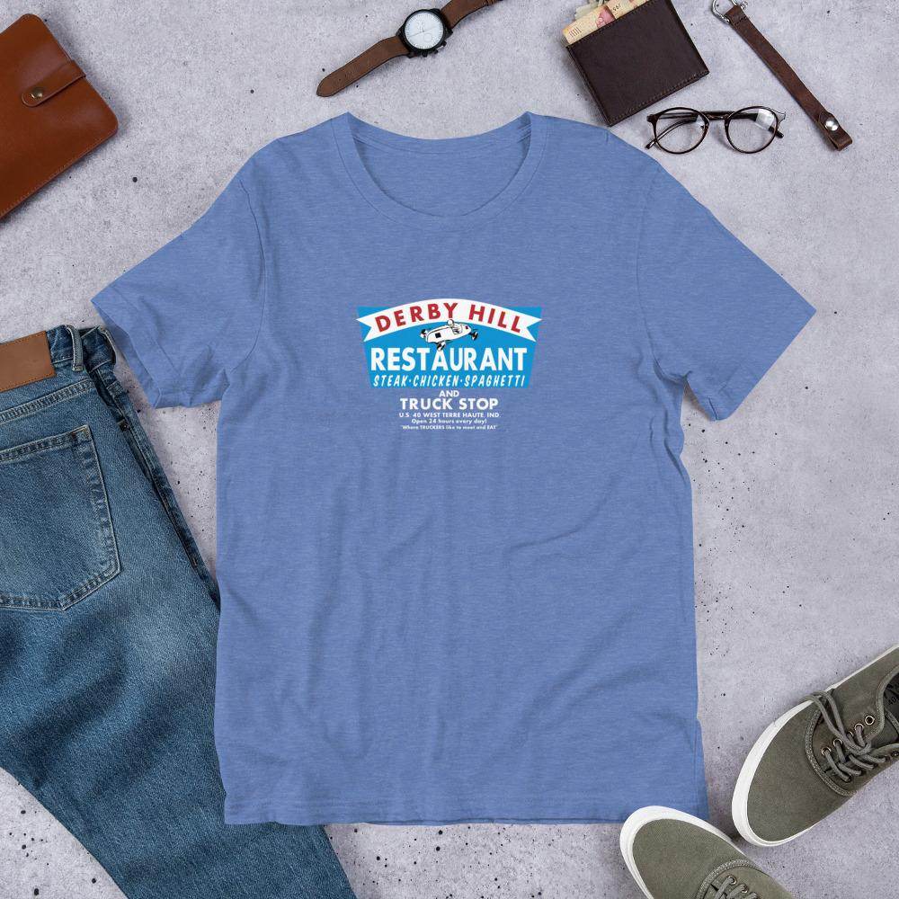 Derby Hill Restaurant and Truck Stop - West Terre Haute Indiana - Short-Sleeve Unisex T-Shirt - EdgyHaute