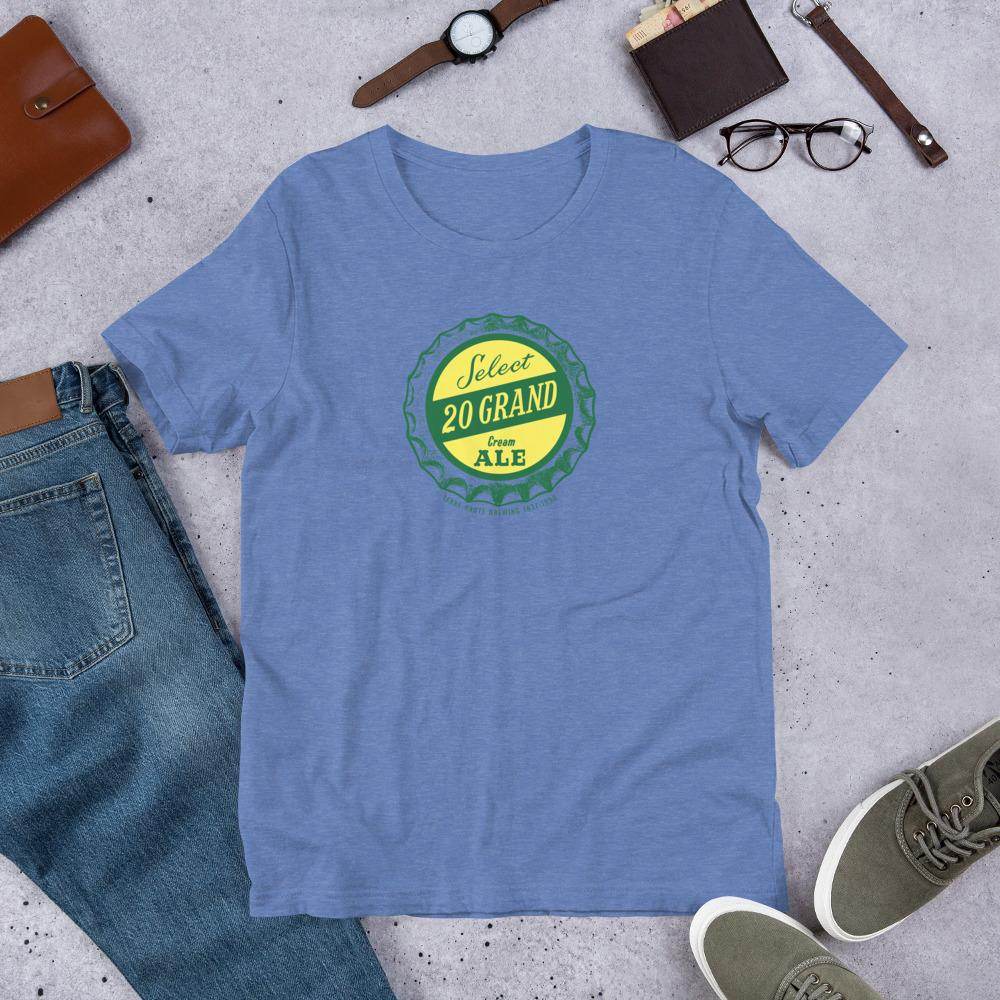 20 Grand Cream Ale (cap) - Terre Haute Indiana - Short-Sleeve Unisex T-Shirt - EdgyHaute