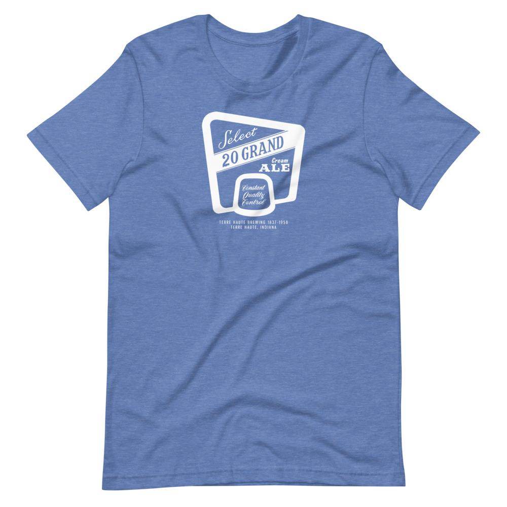 20 Grand Cream Ale (label/white) - Terre Haute Indiana - Short-Sleeve Unisex T-Shirt - EdgyHaute