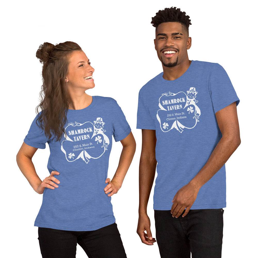 Shamrock Tavern (white) - Clinton Indiana - Short-Sleeve Unisex T-Shirt - EdgyHaute