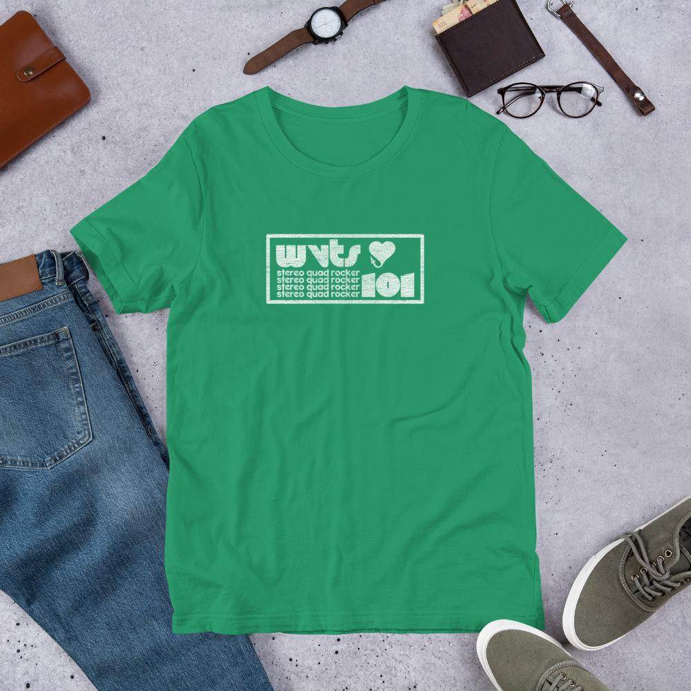 WVTS 101 - Stereo Quad Rocker (distressed) - Terre Haute Indiana - Short-Sleeve Unisex T-Shirt - EdgyHaute